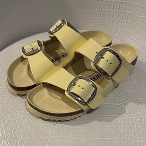 Birkenstock Arizona Big Buckle in Soft Yellow with Silver Buckles